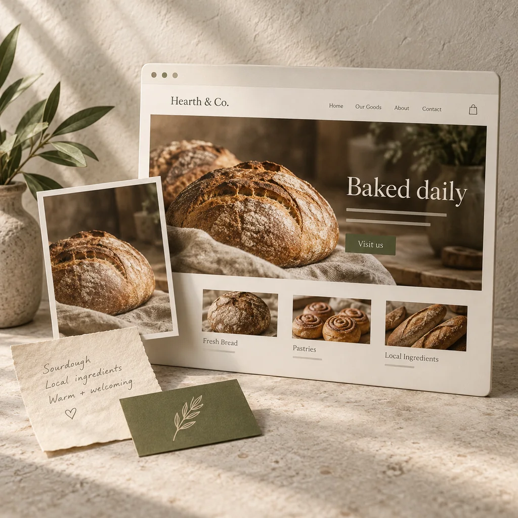 Notes and photos shaped into a finished website.