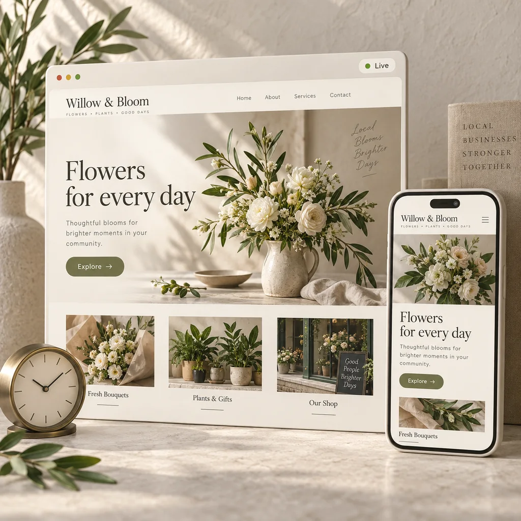 A live website on desktop and mobile.
